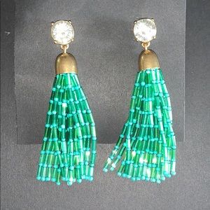 Jcrew green tassel earrings